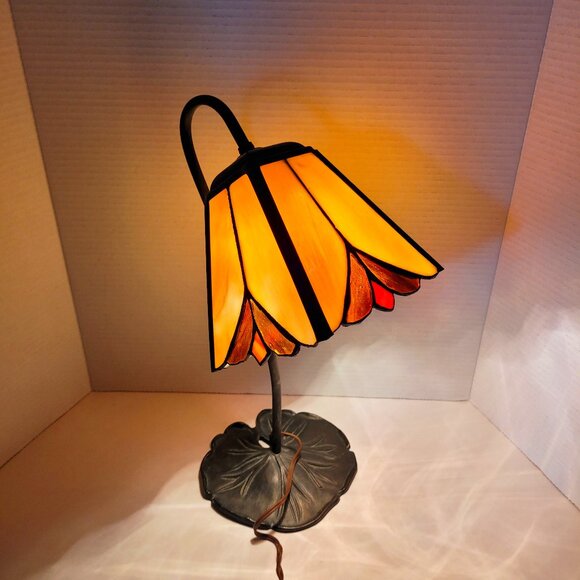 Stained Glass Gooseneck Table Desk Lamp Tested Working